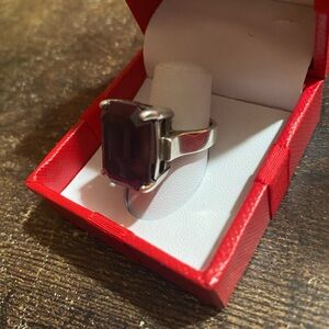 Sterling Silver Purple Gemstone Statement Ring